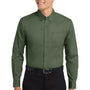 Port Authority Mens Easy Care Wrinkle Resistant Long Sleeve Button Down Shirt w/ Pocket - Clover Green