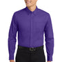 Port Authority Mens Easy Care Wrinkle Resistant Long Sleeve Button Down Shirt w/ Pocket - Purple/Light Stone
