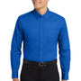 Port Authority Mens Easy Care Wrinkle Resistant Long Sleeve Button Down Shirt w/ Pocket - Strong Blue