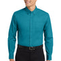 Port Authority Mens Easy Care Wrinkle Resistant Long Sleeve Button Down Shirt w/ Pocket - Teal Green