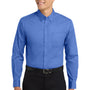 Port Authority Mens Easy Care Wrinkle Resistant Long Sleeve Button Down Shirt w/ Pocket - Ultramarine Blue