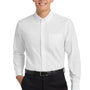 Port Authority Mens Easy Care Wrinkle Resistant Long Sleeve Button Down Shirt w/ Pocket - White/Light Stone