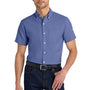 Port Authority Mens SuperPro Oxford Wrinkle Resistant Short Sleeve Button Down Shirt w/ Pocket - Navy Blue