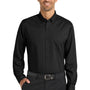 Port Authority Mens SuperPro Wrinkle Resistant Long Sleeve Button Down Shirt w/ Pocket - Black