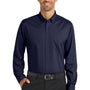 Port Authority Mens SuperPro Wrinkle Resistant Long Sleeve Button Down Shirt w/ Pocket - True Navy Blue