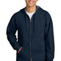 Gildan Mens Softstyle Fleece Full Zip Hooded Sweatshirt Hoodie w/ Pockets - Navy Blue