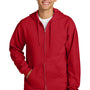 Gildan Mens Softstyle Fleece Full Zip Hooded Sweatshirt Hoodie w/ Pockets - Red