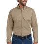 Bulwark Mens EXCEL FR ComforTouch Long Sleeve Button Down Shirt w/ Double Pockets - Khaki Brown