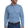Bulwark Mens EXCEL FR ComforTouch Long Sleeve Button Down Shirt w/ Double Pockets - Light Blue