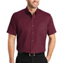 CornerStone Mens SuperPro Stain Resistant Short Sleeve Button Down Shirt w/ Pocket - Burgundy - Closeout