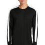 Sport-Tek Mens Moisture Wicking Competitor United Long Sleeve Crewneck T-Shirt - Black/White