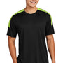 Sport-Tek Mens Moisture Wicking Competitor United Short Sleeve Crewneck T-Shirt - Black/Lime Shock Green