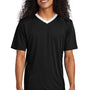 Sport-Tek Mens Moisture Wicking Competitor United Short Sleeve V-Neck T-Shirt - Black/White