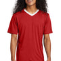 Sport-Tek Mens Moisture Wicking Competitor United Short Sleeve V-Neck T-Shirt - Deep Red/White
