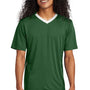 Sport-Tek Mens Moisture Wicking Competitor United Short Sleeve V-Neck T-Shirt - Forest Green/White