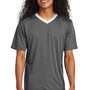 Sport-Tek Mens Moisture Wicking Competitor United Short Sleeve V-Neck T-Shirt - Iron Grey/White