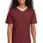Sport-Tek Mens Moisture Wicking Competitor United Short Sleeve V-Neck T-Shirt - Maroon/White
