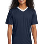 Sport-Tek Mens Moisture Wicking Competitor United Short Sleeve V-Neck T-Shirt - True Navy Blue/White