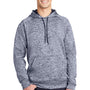 Sport-Tek Mens Electric Heather Moisture Wicking Fleece Hooded Sweatshirt Hoodie w/ Pouch Pocket - True Navy Blue Electric