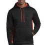 Sport-Tek Mens Sport-Wick Moisture Wicking Fleece Hooded Sweatshirt Hoodie w/ Pouch Pocket - Black/Deep Orange