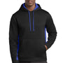 Sport-Tek Mens Sport-Wick Moisture Wicking Fleece Hooded Sweatshirt Hoodie w/ Pouch Pocket - Black/True Royal Blue