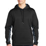 Sport-Tek Mens Sport-Wick CamoHex Moisture Wicking Fleece Hooded Sweatshirt Hoodie w/ Pouch Pocket - Black/Dark Smoke Grey