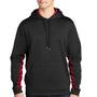 Sport-Tek Mens Sport-Wick CamoHex Moisture Wicking Fleece Hooded Sweatshirt Hoodie w/ Pouch Pocket - Black/Deep Red