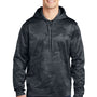 Sport-Tek Mens Sport-Wick CamoHex Moisture Wicking Fleece Hooded Sweatshirt Hoodie w/ Pouch Pocket - Dark Smoke Grey