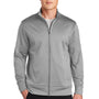 Sport-Tek Mens Sport-Wick Moisture Wicking Fleece Full Zip Sweatshirt w/ Pockets - Silver Grey