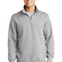 Sport-Tek Mens Shrink Resistant Fleece 1/4 Zip Sweatshirt - Heather Grey