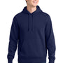 Sport-Tek Mens Shrink Resistant Fleece Hooded Sweatshirt Hoodie w/ Pouch Pocket - True Navy Blue