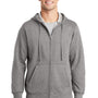 Sport-Tek Mens Fleece Full Zip Hooded Sweatshirt Hoodie w/ Pouch Pocket - Heather Vintage Grey