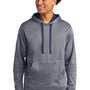 Sport-Tek Mens Heather Sport-Wick Moisture Wicking Fleece Hooded Sweatshirt Hoodie w/ Pouch Pocket - Heather True Navy Blue