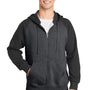Sport-Tek Mens Shrink Resistant Fleece Full Zip Hooded Sweatshirt Hoodie w/ Pockets - Heather Graphite Grey/Black - Closeout