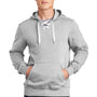 Sport-Tek Mens Lace Up Fleece Hooded Sweatshirt Hoodie w/ Pouch Pocket - Heather Grey