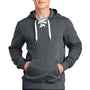 Sport-Tek Mens Lace Up Fleece Hooded Sweatshirt Hoodie w/ Pouch Pocket - Heather Graphite Grey