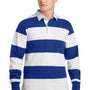 Sport-Tek Mens Classic Rugby Long Sleeve Polo Shirt - True Royal Blue/White