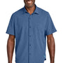 Tommy Bahama Mens Sandy Point Moisture Wicking Short Sleeve Button Down Shirt w/ Pocket - Classic Blue