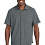 Tommy Bahama Mens Sandy Point Moisture Wicking Short Sleeve Button Down Shirt w/ Pocket - Coal Grey