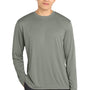 Sport-Tek Mens Competitor Moisture Wicking Long Sleeve Crewneck T-Shirt - Heather Concrete Grey - NEW