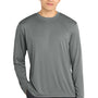 Sport-Tek Mens Competitor Moisture Wicking Long Sleeve Crewneck T-Shirt - Heather Iron Grey - NEW