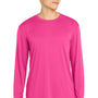 Sport-Tek Mens Competitor Moisture Wicking Long Sleeve Crewneck T-Shirt - Neon Pink