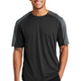 Sport-Tek Mens Competitor Moisture Wicking Short Sleeve Crewneck T-Shirt - Black/Iron Grey - Closeout