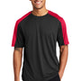 Sport-Tek Mens Competitor Moisture Wicking Short Sleeve Crewneck T-Shirt - Black/True Red - Closeout