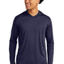 Sport-Tek Mens Competitor Moisture Wicking Long Sleeve Hooded T-Shirt Hoodie - True Navy Blue