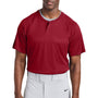 Sport-Tek Mens Moisture Wicking Competitor 2 Button Short Sleeve Henley - Deep Red