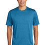 Sport-Tek Mens Contender Heather Moisture Wicking Short Sleeve Crewneck T-Shirt - Heather Blue Wake