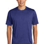 Sport-Tek Mens Contender Heather Moisture Wicking Short Sleeve Crewneck T-Shirt - Heather Cobalt Blue