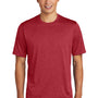Sport-Tek Mens Contender Heather Moisture Wicking Short Sleeve Crewneck T-Shirt - Heather Scarlet Red