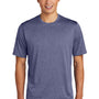 Sport-Tek Mens Contender Heather Moisture Wicking Short Sleeve Crewneck T-Shirt - Heather True Navy Blue